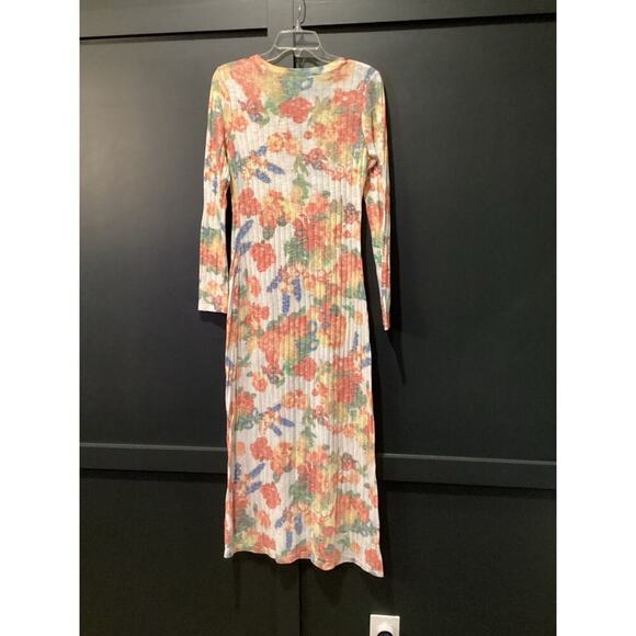 Sonnet James immy floral ribbed Long Sleeve sweater Dress Multicolor long midi S - Picture 4 of 14